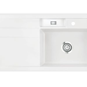 Systemceram Bela 100 Polar, zlewozmywak ceramiczny, korek manualny