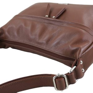 Pojemna torebka na ramię z kieszenią - Brązowa