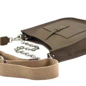 Duża listonoszka z odpinanym łańcuszkiem - Beżowa ciemna