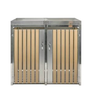 Westmann Pojemnik na śmieci ze stali nierdzewnej na 2 pojemniki na śmieci 240 litrów Srebro 84x134x125cm