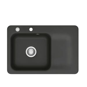 Systemceram Juna 75 Nigra, zlewozmywak ceramiczny, korek manualny