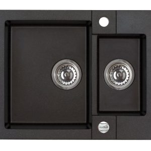 Alveus ROCK 80 kol. 91 czarny (59,5x47,5) zlew Granital 1,5kom. z syfonem POP-UP