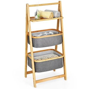 Bambusowy organizer łazienkowy składany 44 x 34 x 98 cm