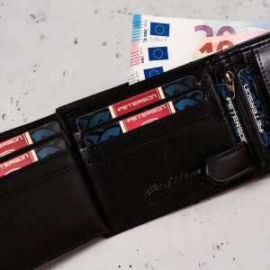Poziomy portfel męski z ozdobnym tłoczeniem — Peterson