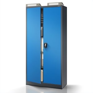 Biurowa szafa metalowa na akta JAN, 900 x 1850 x 400 mm, antracytowo-niebieska