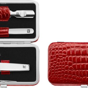 ZWILLING CLASSIC INOX Zestaw podróżny - czerwone skórzane etui, 3 elementy