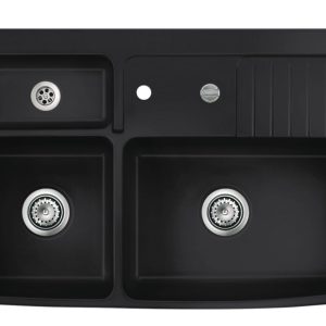 Systemceram Centra 90 Nigra, zlewozmywak ceramiczny, korek automatyczny