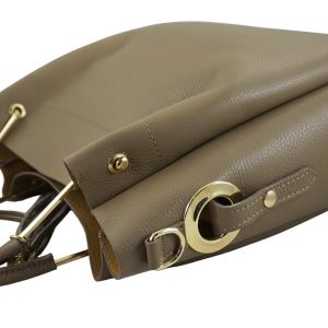 Torebki kuferki skórzane - Beżowe ciemne