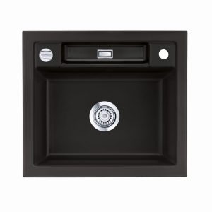 Systemceram Bela 57 Nigra, zlewozmywak ceramiczny, korek manualny