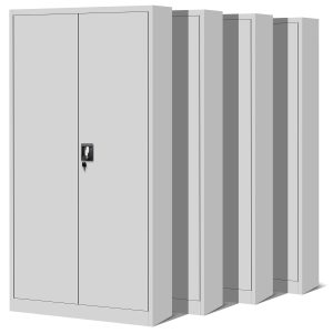 Zestaw 4x biurowa szafa metalowa na akta JAN H, 900 x 1950 x 400 mm, szara