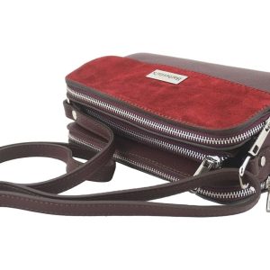 Torebki skórzane crossbody - Bordowa