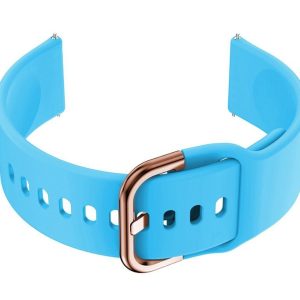 Pasek gumowy do smartwatch U01 - niebieski/r.gold - 20mm
