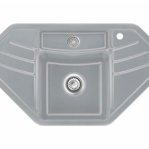 Systemceram Vega ECK Titan, Zlewozmywak ceramiczny narożny, korek manualny,