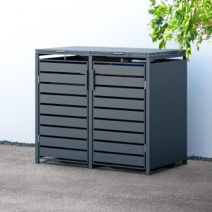 Westmann Metalowy pojemnik na śmieci 2 kosze 2x 240L Antracyt 132x80x116cm