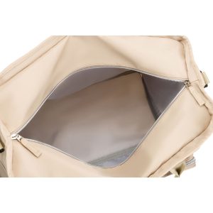 Praktyczna torba podróżna z poliestru w beżowym kolorze, wyposażona w uchwyt na walizkę - Peterson