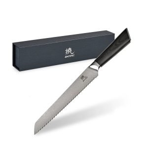 Nóż do pieczywa / chleba Shiori 撓 Kuro Surai wielowarstwowa stal damasceńska