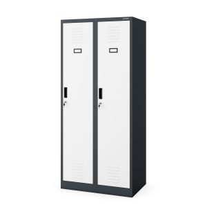 Szafka ubraniowa BHP antracytowo-biała: czterokomorowa KACPER, 800 x 1800 x 500 mm