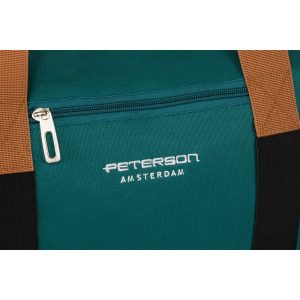 Turkusowa torba weekendowa wykonana z poliestru i zamykana suwakiem - Peterson