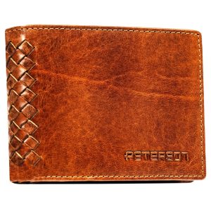 Skórzany portfel męski w kolorze brązowym z systemem RFID - Peterson