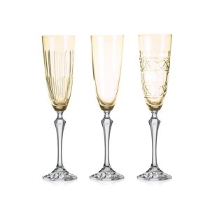 Crystal Julia Kieliszki do szampana prosecco 3 sztuki żółte Veranda