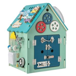 Drewniany domek dla dzieci do rozwoju motoryki