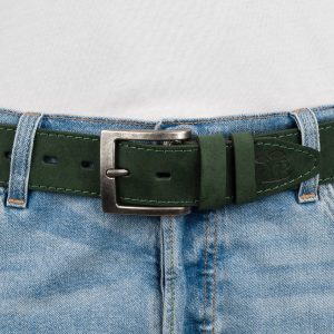 Pasek męski skórzany zamszowy skóra naturalna zielony Beltimore W49 : Kolory - zielony, Rozmiar pasków - r.85-100 cm