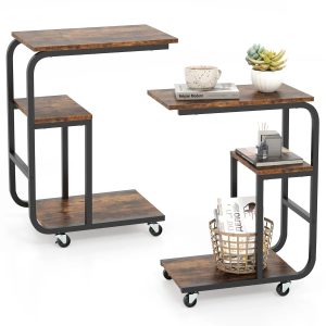 Zestaw 2 szt. stolików bocznych nadstawek z otwartymi półkami