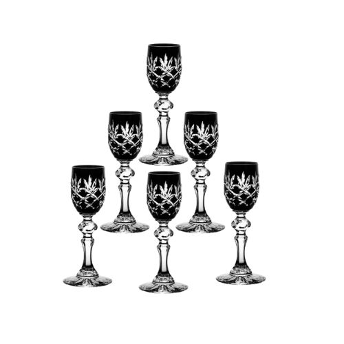 Crystal Julia 15377 Kieliszki kryształowe do likieru czarne 6 sztuk Ananas
