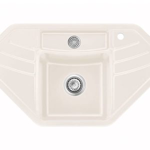 Systemceram Vega ECK Jasmin, Zlewozmywak ceramiczny narożny, korek manualny,