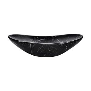 Umywalka nablatowa Lena, 61,5 cm, czarny mat, dekor naturalnego kamienia