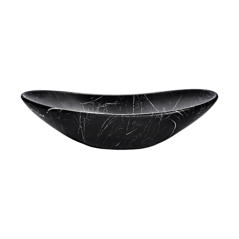 Umywalka nablatowa Lena, 61,5 cm, czarny mat, dekor naturalnego kamienia