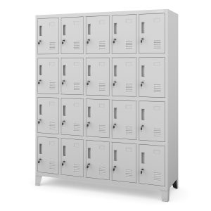 Szafa skrytkowa socjalna BHP szara: ROBERT, 1360 x 1720 x 450 mm