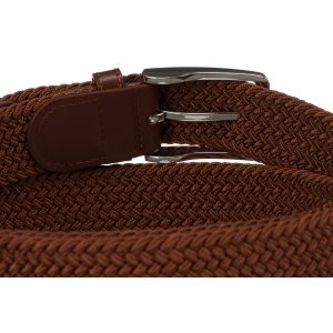 Jasnobrązowy, pleciony pasek parciany z tradycyjną, srebrną klamrą - Rovicky