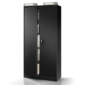 Szafa na dokumenty biurowa metalowa czarna: JAN H, 900 x 1950 x 400 mm