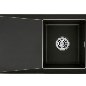 Systemceram SIRO 90 Nigra, zlewozmywak ceramiczny, korek manualny