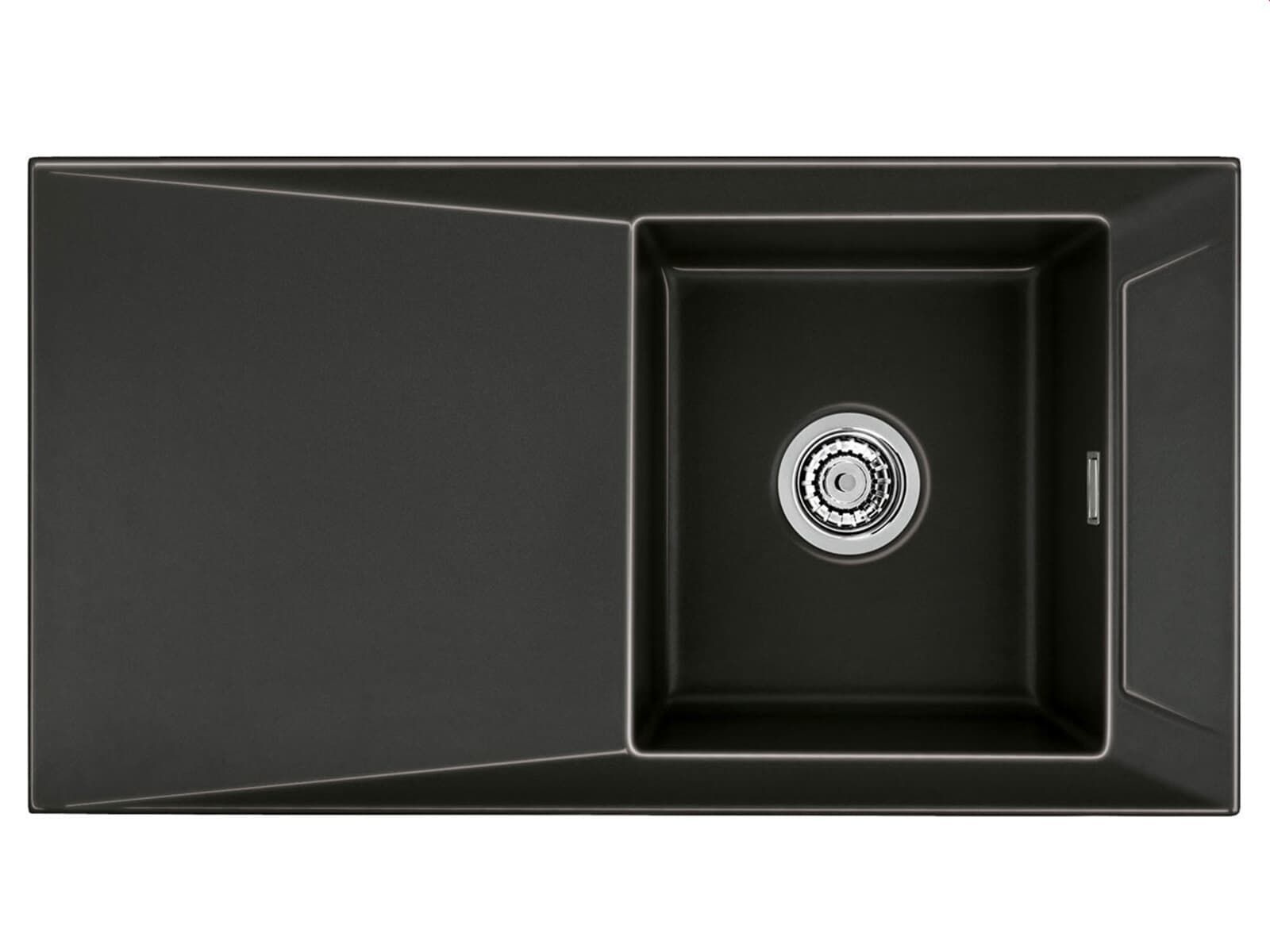 Systemceram SIRO 90 Nigra, zlewozmywak ceramiczny, korek manualny
