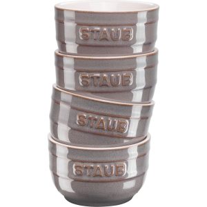 STAUB XS-MINIS Zestaw 4 ramekinów okrągłych 9 cm, antyczny grafitowy