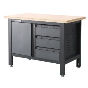 Feistos Wyposażenie warsztatu Stół warsztatowy Tito 1 łącznie z perforowaną ścianą Antracyt/Czarny 120x60x87cm