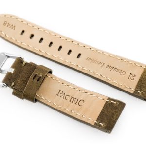 Pasek skórzany do zegarka W48 - PREMIUM - oliwkowy - 24mm