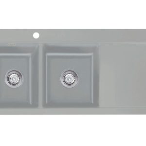 Systemceram Mera Double Titan, Zlewozmywak ceramiczny, korek manualny,