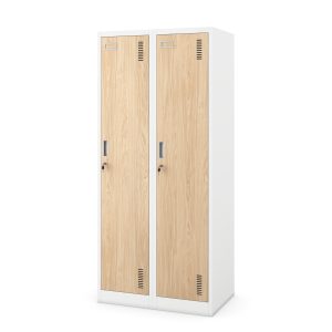 Szafka ubraniowa BHP biała/ dąb sonoma: czterokomorowa Eco Design KACPER, 800 x 1800 x 500 mm