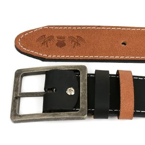 BELTIMORE Dwustronny Solidny Pasek męski skórzany Pudełko W23 : Kolory - czarny, Rozmiar pasków - r.105-120 cm