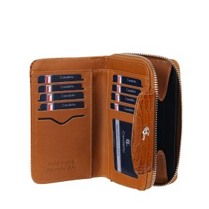 Damski portfel skórzany Canaletto – koniakowy croco z RFID | Elegancja i bezpieczeństwo PD1445s262 RFID
