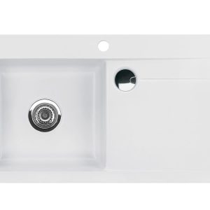 Systemceram Stema 90 Satin, zlewozmywak ceramiczny, korek manualny
