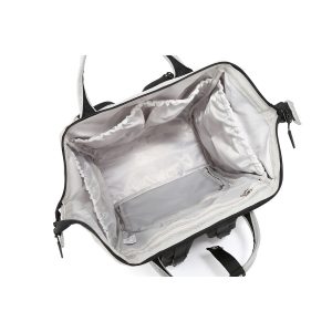 Szary, pojemny plecak damski z poliestru zamykany suwakiem - Himawari