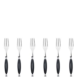 COUNTRY Czarny - zestaw 6 widelczyków do ciasta w pudełku