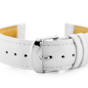 Pasek skórzany do zegarka W83L - biały - 22mm