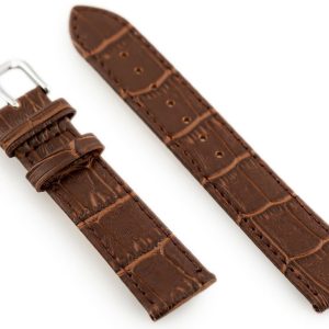 Pasek skórzany do zegarka W41 - ciemny brąz - 18mm