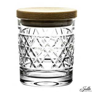 Crystal Julia Pojemnik kryształowy z drewnianym deklem 10,5 cm