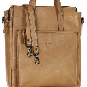 Luksusowa torebka shopperka aktówka skórzana MARCO MAZZINI beżowa